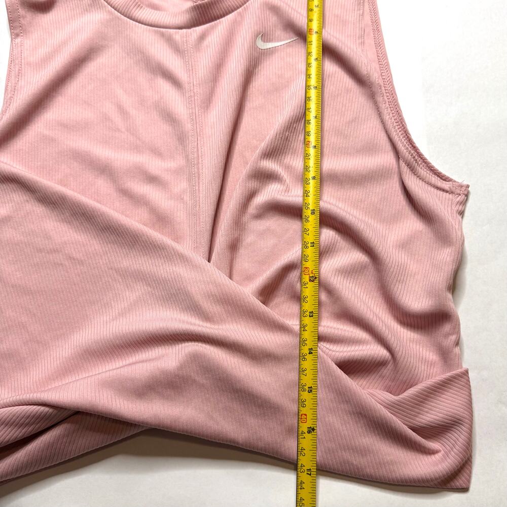 women Pink Nike DRI-FIT Ribbed twist front crop activewear shirt size large - Picture 4 of 8